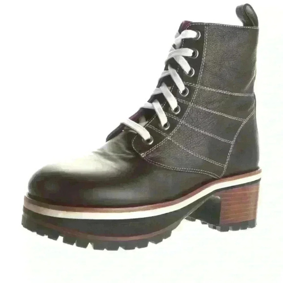 Seis Marjan women’s leather combat boots- chocolate brown - Picture 6 of 11